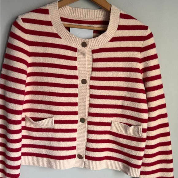 Anthropologie Red and Cream Striped Cardigan - Picture 6 of 11